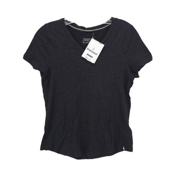 NWT SMARTWOOL Women's  Merino 150 Lace V Neck Short Sleeve Tee Black XS - Picture 1 of 6